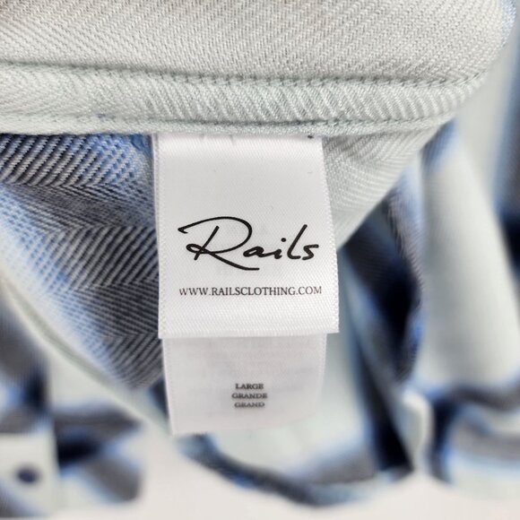 Rails Womens Hunter White Glacier Navy Plaid Rayon Button-Down Shirt Size Large - Picture 3 of 5